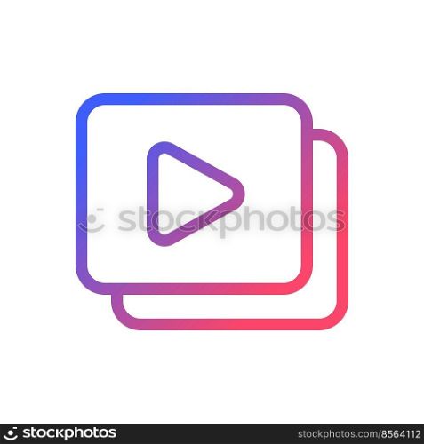 Set of video files pixel perfect gradient linear ui icon. Video gallery. Collection of media content. Line color user interface symbol. Modern style pictogram. Vector isolated outline illustration. Set of video files pixel perfect gradient linear ui icon