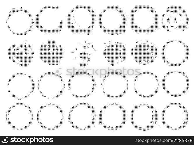 Set of Vintage Abstract Halftone Round Elements. Vector Illustration.