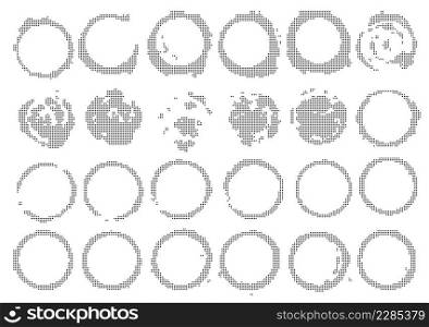 Set of Vintage Abstract Halftone Round Elements. Vector Illustration.