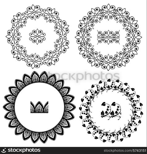 Set of Vintage backgrounds, Guilloche ornamental circle Elements for Certificate, Money, Diploma, Voucher, decorative round frames.