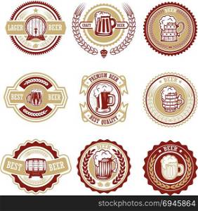 Set of vintage beer labels. Design elements for logo, label, emblem, sign, menu. Vector illustration