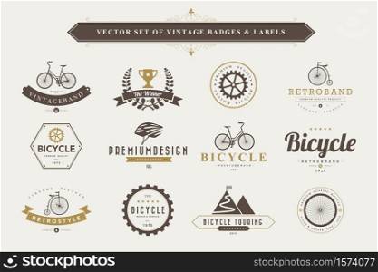 Set of vintage bicycle badges and labels