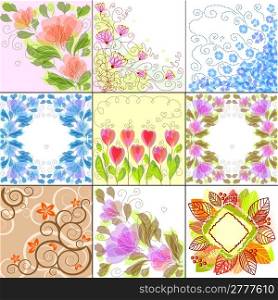 Set of vintage floral backgrounds