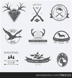 Set of vintage hunting labels and design elements