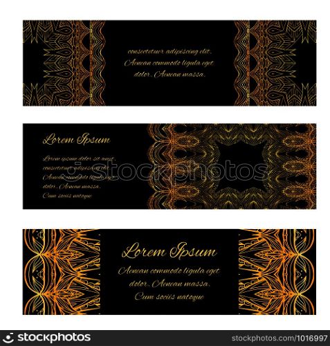 Set of vintage luxury gift certificates, banners and vouchers with gold and silver pattern. Vector element for your design. Set of vintage luxury gift certificates, banners and vouchers wi