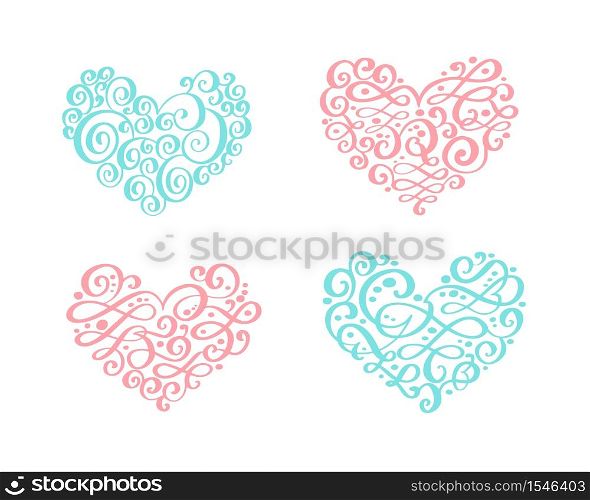 Set of vintage ornament hearts. Vector illustration for greeting card, invitation, valentines day, wedding.. Set of vintage ornament heart. Vector illustration for greeting card, invitation, valentines day, wedding