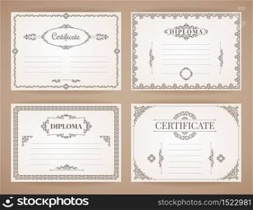 Set of Vintage Retro Backgrounds. Vector Design Templates Collection for Diploma, Certificate, Posters and other use.. Vector Design Templates Collection for Diploma, Certificate, Posters and other use.