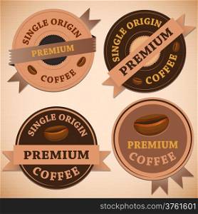 Set of vintage retro coffee badges, stock vector