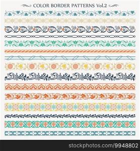 Set of vintage style ornamental border color frame line patterns 2 vector