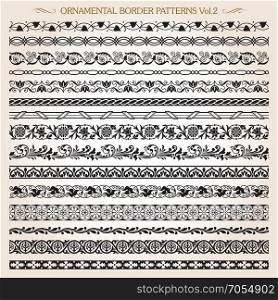 Set of vintage style ornamental border frame line patterns 2 vector