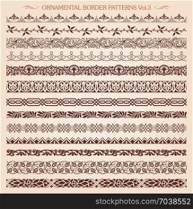 Set of vintage style ornamental border frame line patterns 3 vector