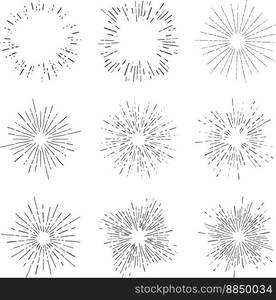 Set of vintage sun burst vector image