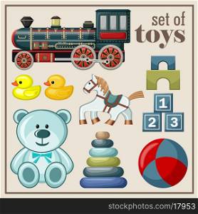 Set of vintage toys. Vector illustration