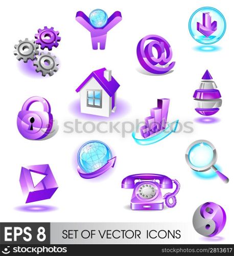Set of violet web icons