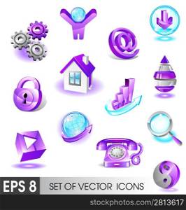 Set of violet web icons