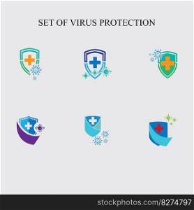 set of Virus protection logo and symbol  illustration design on grey backgrom