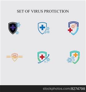 set of Virus protection logo and symbol  illustration design on grey backgrom