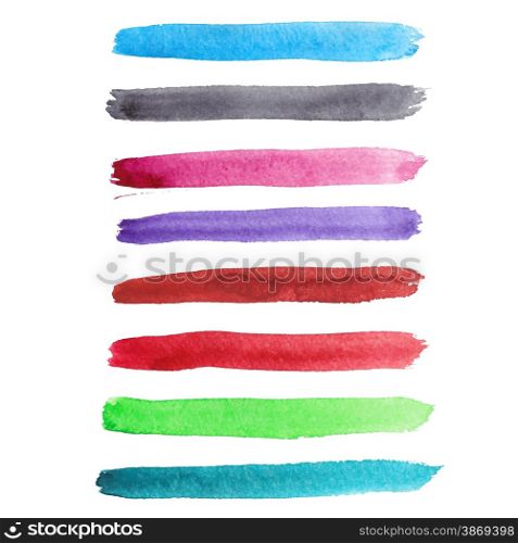 Set of vivid watercolor brush strokes