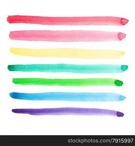 Set of vivid watercolor brush strokes