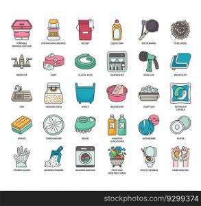 Set of Washing thin line icons for any web and app project.