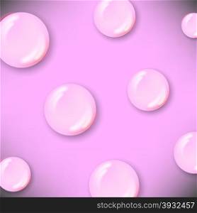 Set of Water Drops Isolated on Pink Background. Set of Water Drops
