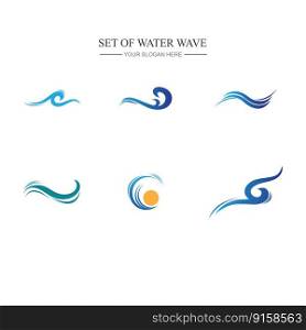 set of Water wave icon vector illustration design logo