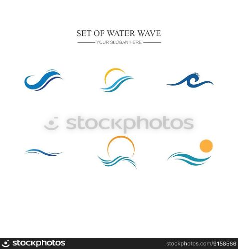set of Water wave icon vector illustration design logo