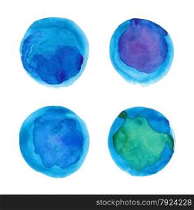 Set of watercolor blue circles