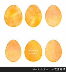 Set of watercolor eggs. Easter design elements. Vector illustration.