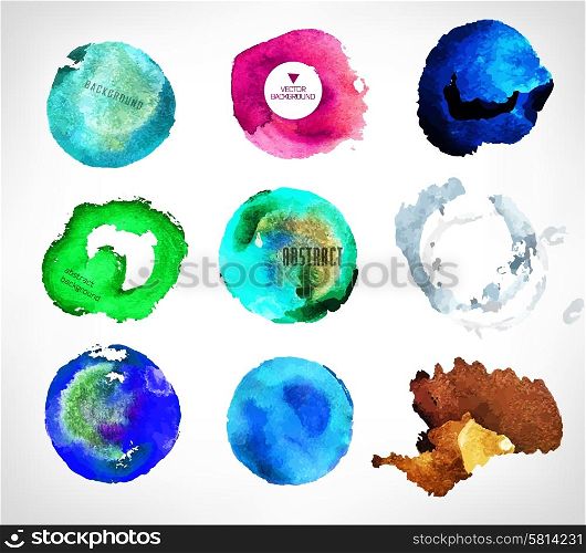 Set of watercolor label, bubble, background creative vector