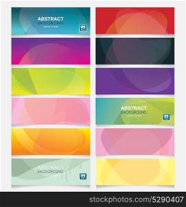 Set of wave style multicolor banners, colorful header design.