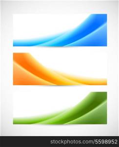 Set of wavy banners in soft syle with flowing lines