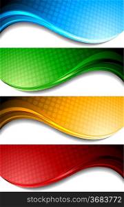 Set of wavy banners with circles