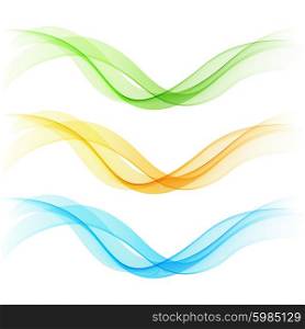 Set of wavy lines. Abstract template design. Set of wavy lines. Abstract template design. Vector illustration. Color smoke wave