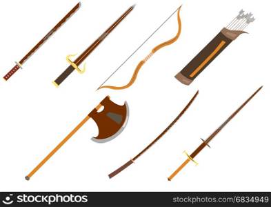 set of weapan icon isolated on white background