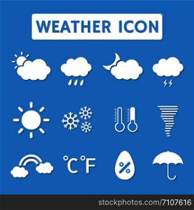 set of weather icon with shadow, flat style