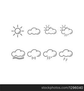 Set of weather icons, clouds and sun in linear. Vector EPS 10