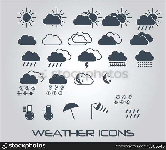 Set of weather icons for web and mobile, vector