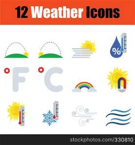 Set of weather icons. Full color design. Vector illustration.