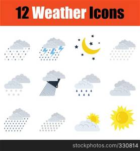 Set of weather icons. Full color design. Vector illustration.
