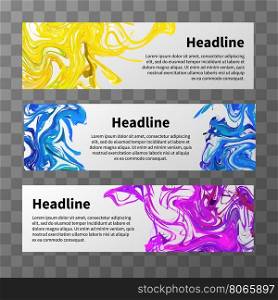 Set of web banners with colorful splashes and text place. Set of web banners with colorful splashes of paint and text place on transparent background
