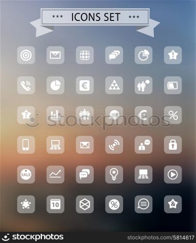 Set of web plat icons on blur background. Set of web icons