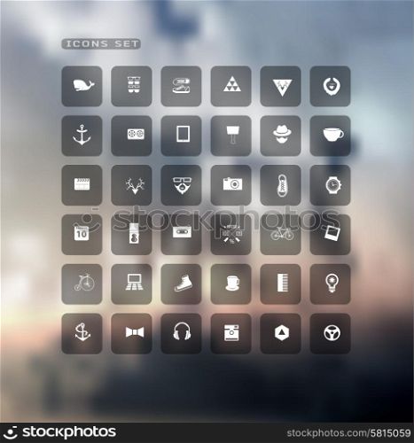 Set of web plat icons on blur background. Set of web icons