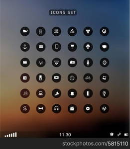 Set of web plat icons on blur background. Set of web icons