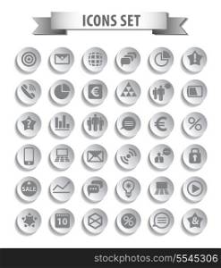 Set of web white icons for business, finance and communication