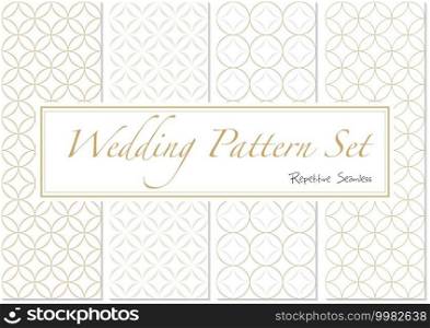 Set of Wedding Patterns in Gold and White Colors