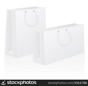 set of white blank paper shoping bag vector illustration isolated on background