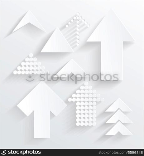 Set of white different paper arrows