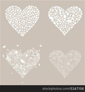 Set of white hearts. A vector illustration