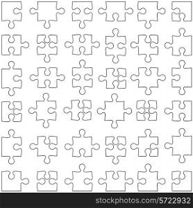 Set of white jigsaw puzzles. Vector illustration.
